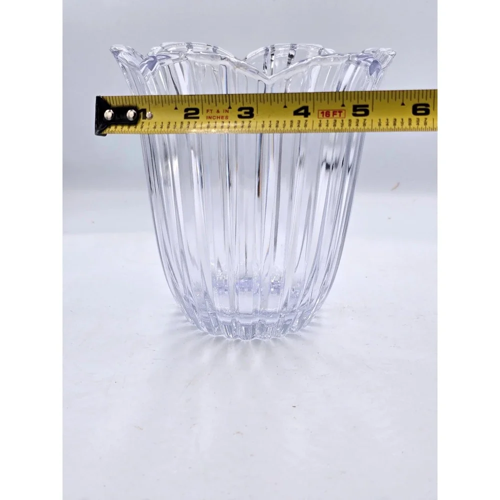 5th Avenue Vintage Ribbed Cut Crystal Tulip Ice Bucket Champagne Wine‎ NO LID